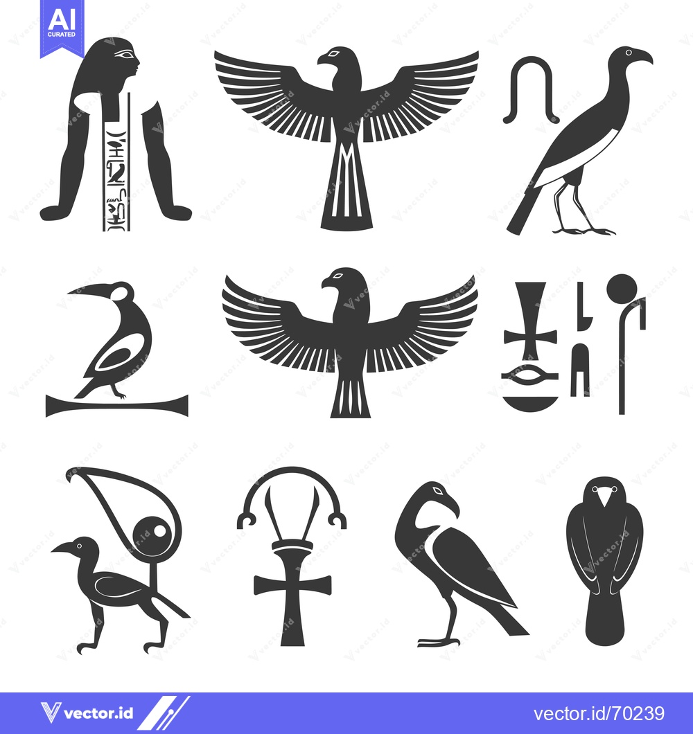 Premium Vector of Egyptian Mythology Symbols and Hieroglyphics
