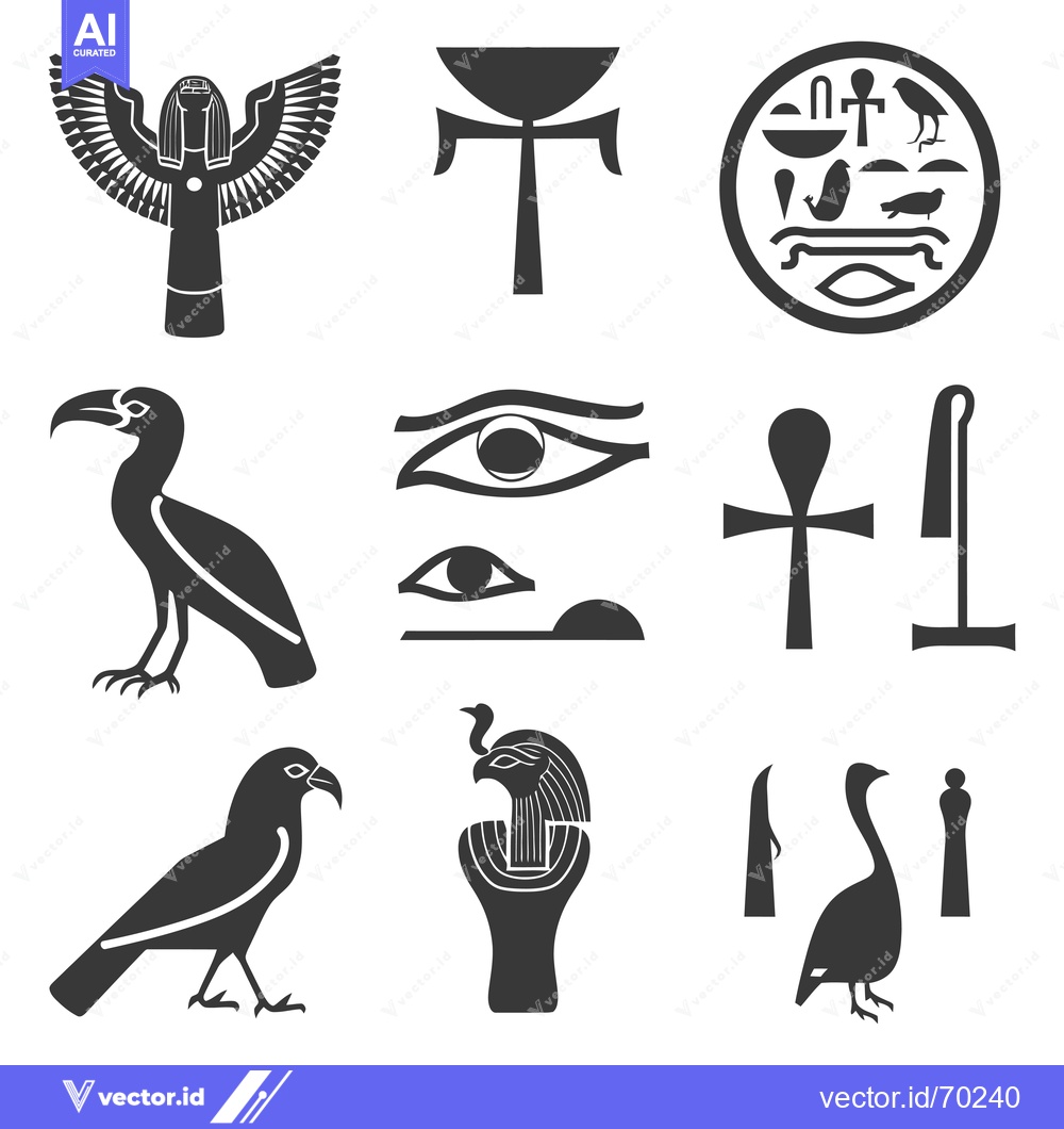 Premium Vector of Collection of Ancient Egyptian Hieroglyphs and Symbols