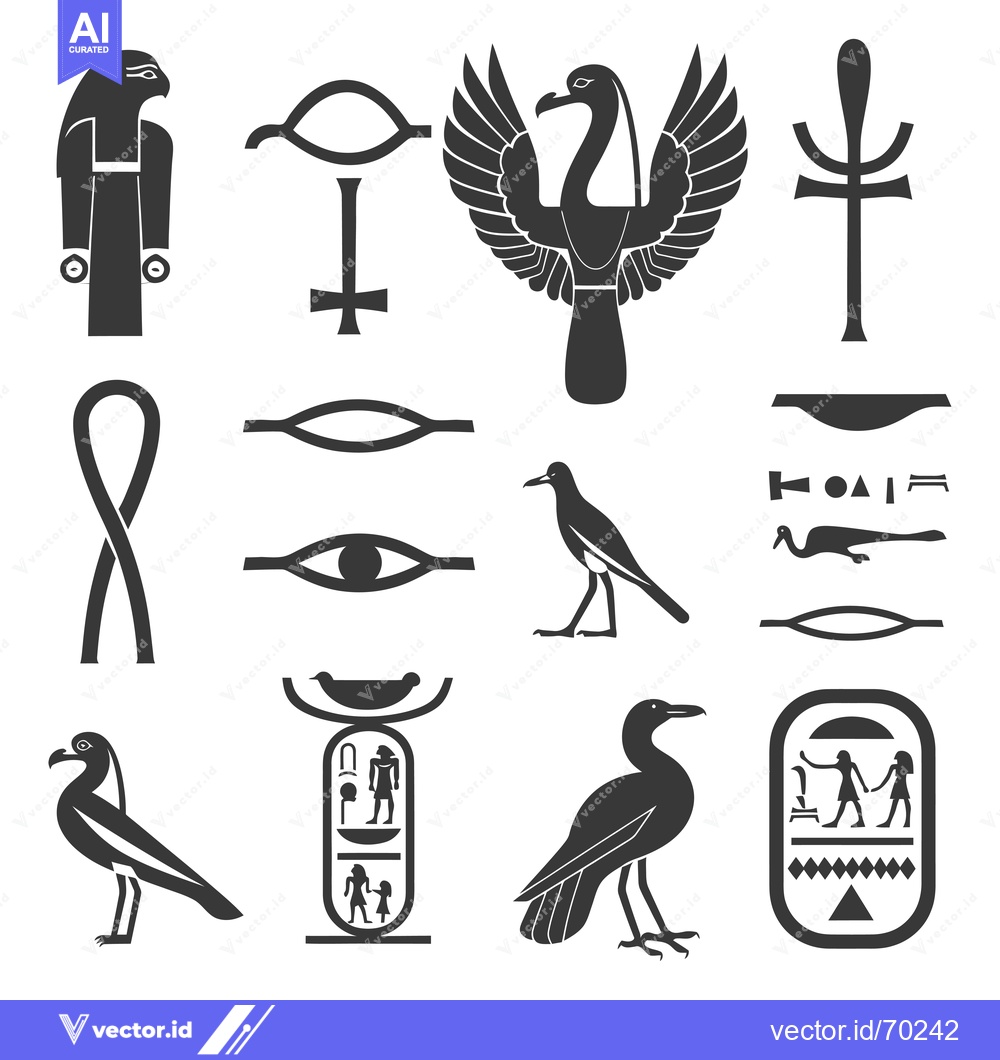 Premium Vector dari A Collection of Ancient Egyptian Hieroglyphs and Symbols