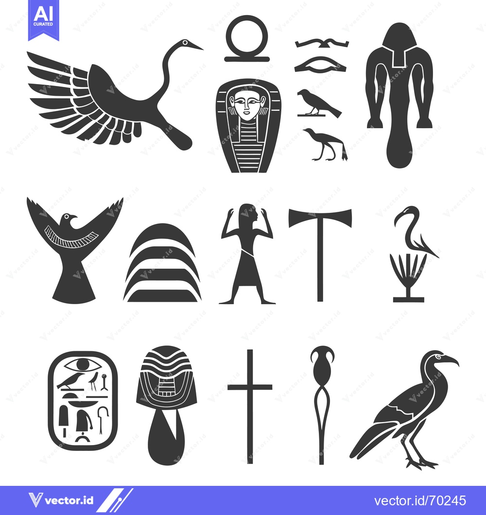 Premium Vector dari Egyptian Hieroglyphs and Symbols Set