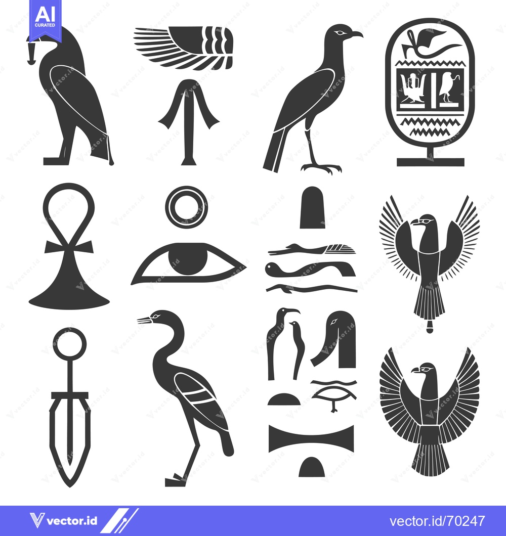 Premium Vector of Collection of Egyptian Hieroglyphs and Symbols