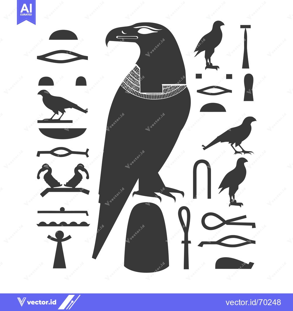 Premium Vector dari Hieroglyphics of an Egyptian God with an Eagle Symbol