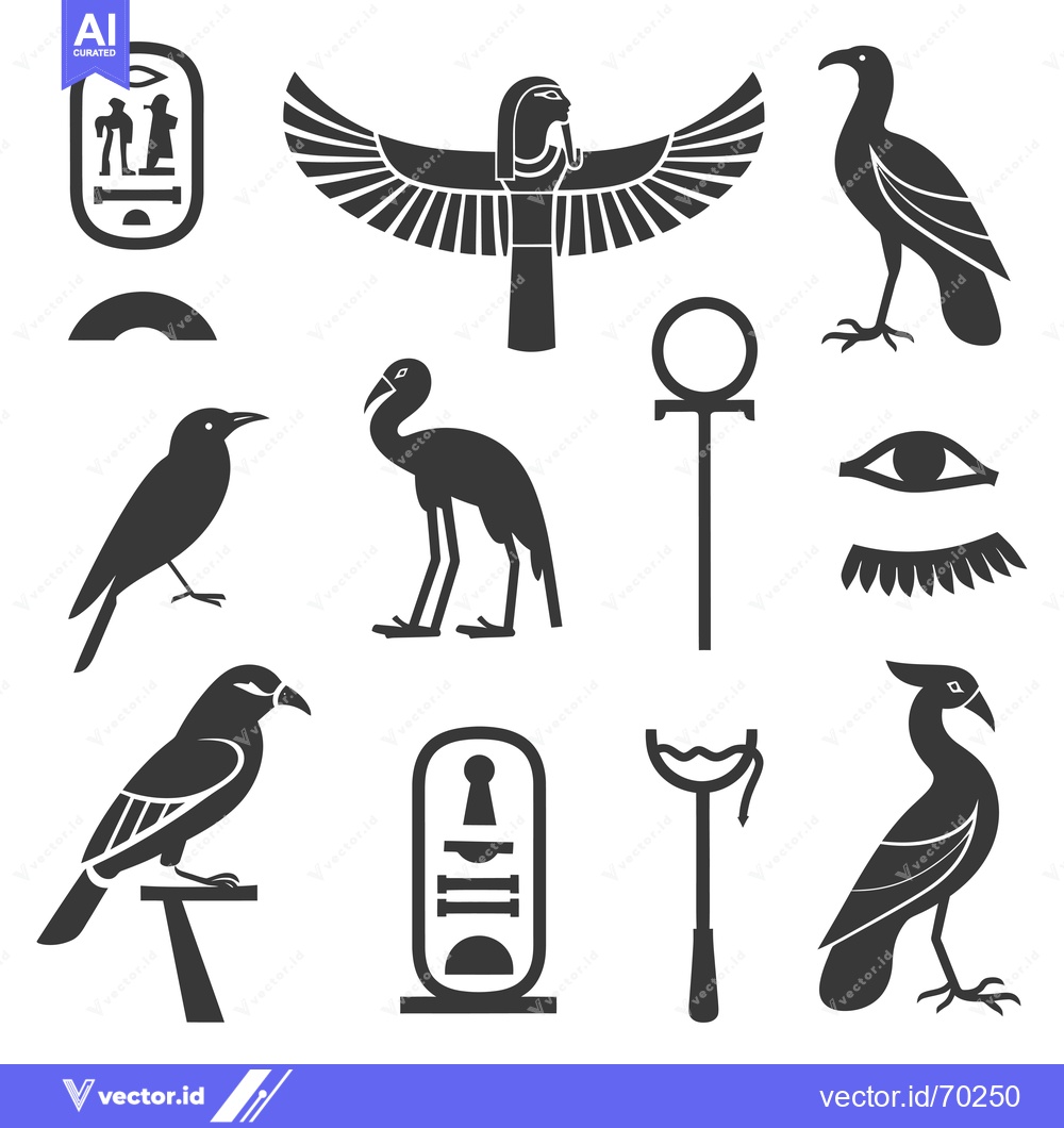 Premium Vector of A Collection of Ancient Egyptian Hieroglyphs and Symbols