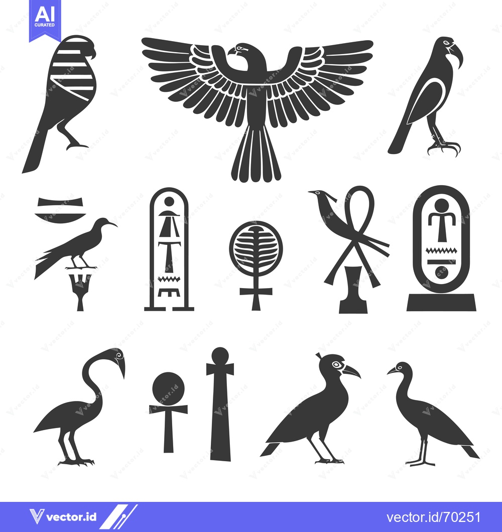 Premium Vector dari Egyptian Hieroglyphics and Birds