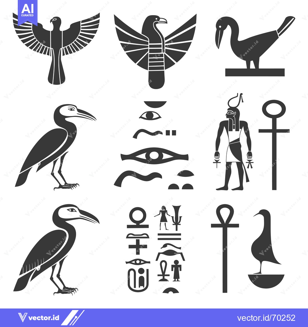 Premium Vector dari Egyptian Mythology Symbols and Hieroglyphs