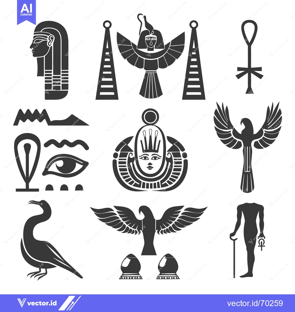 Premium Vector of A Collection of Ancient Egyptian Symbols and Figures