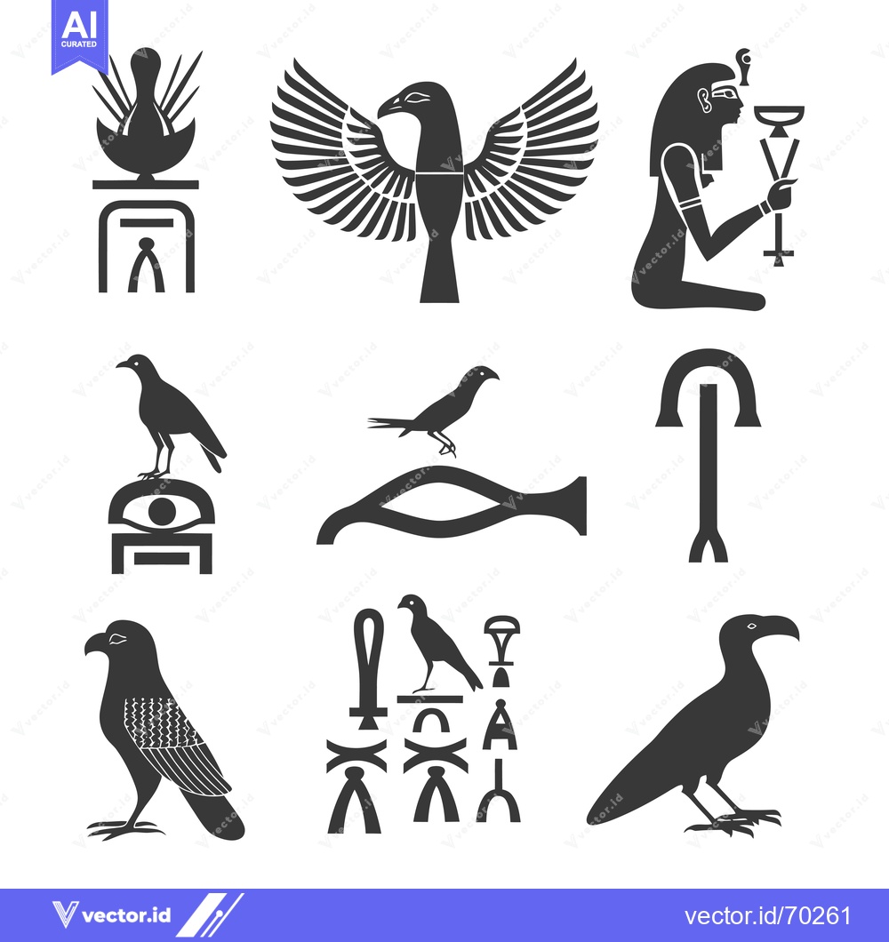 Premium Vector dari A Collection of Ancient Egyptian Hieroglyphs and Symbols