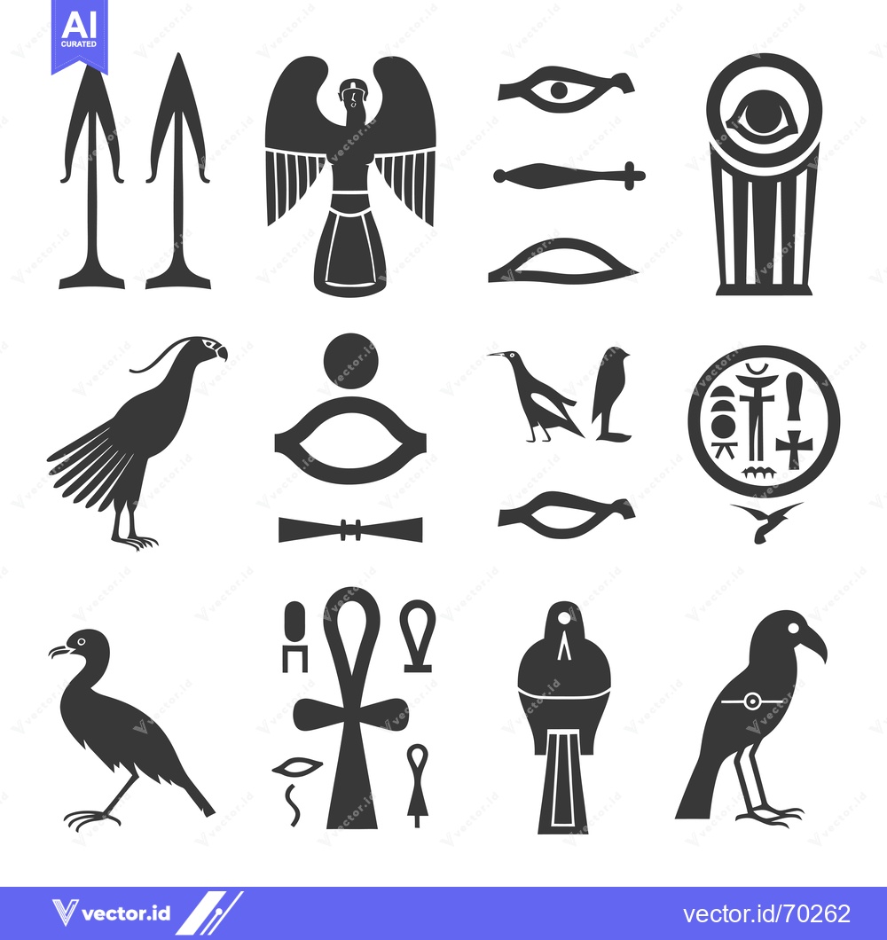 Premium Vector of A Collection of Ancient Egyptian Hieroglyphs and Symbols