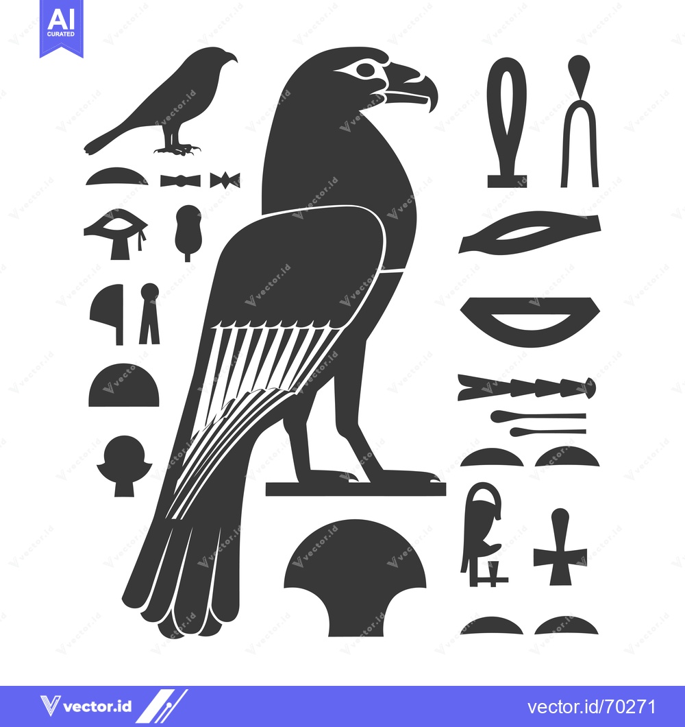 Premium Vector dari Ankh Symbol with a Falcon, Eye of Horus, and Other Ancient Egyptian Hi