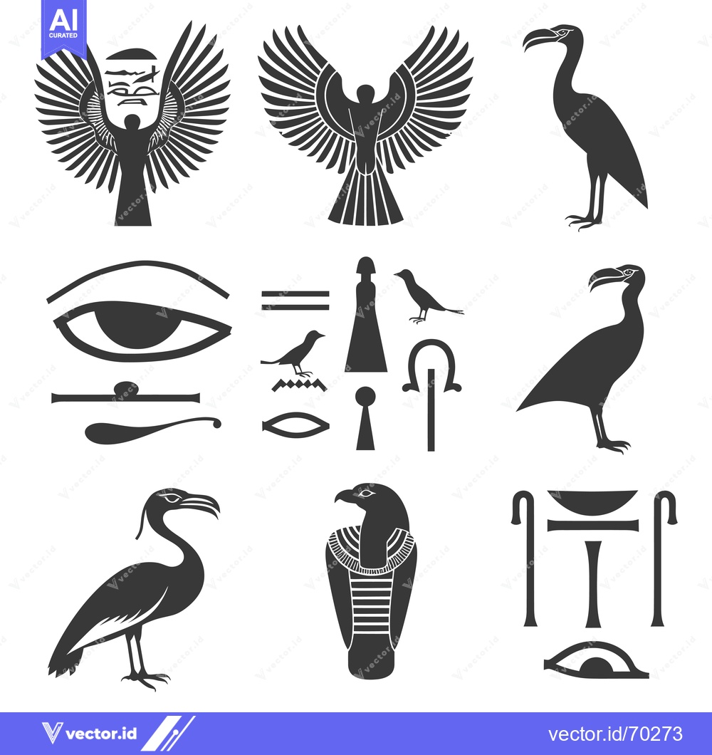 Premium Vector dari Egyptian Hieroglyphic Symbols and Images