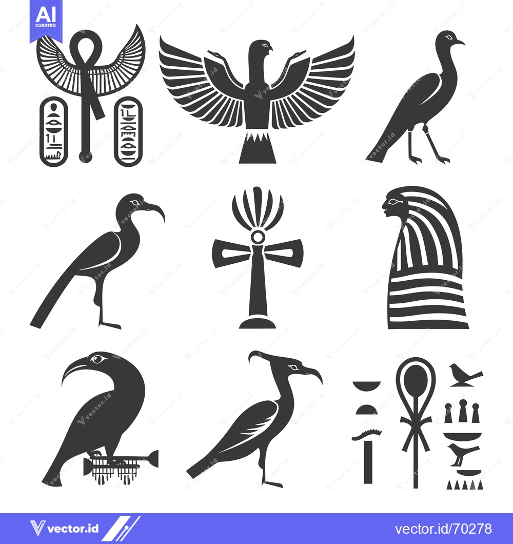 Premium Vector dari Set of Ancient Egyptian Symbols and Hieroglyphs