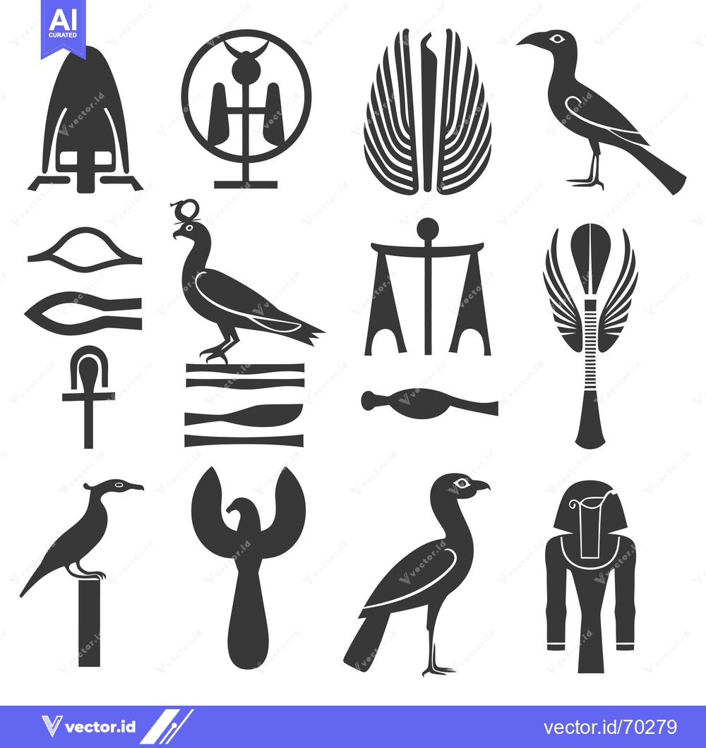 Premium Vector dari Egyptian Hieroglyphics and Symbols in Silhouette