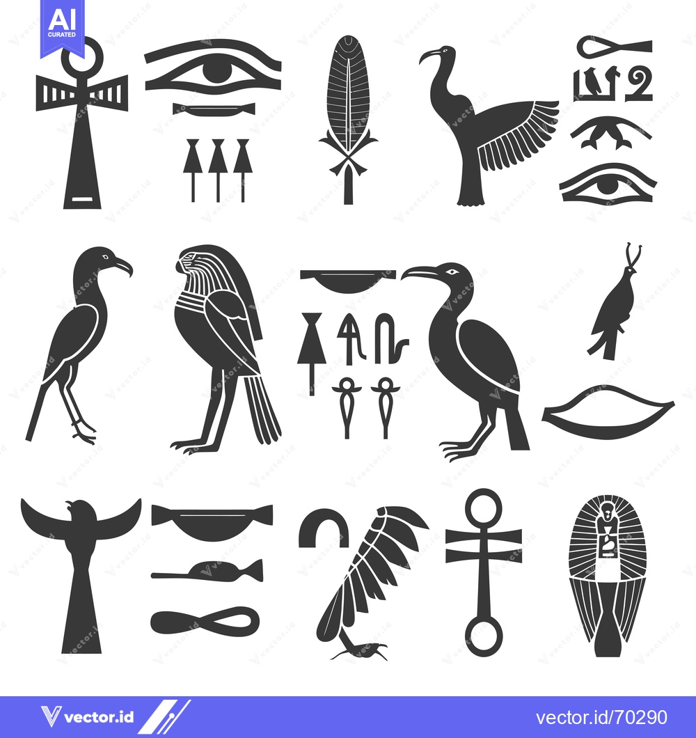 Premium Vector of Egyptian Hieroglyphics and Symbols Collection