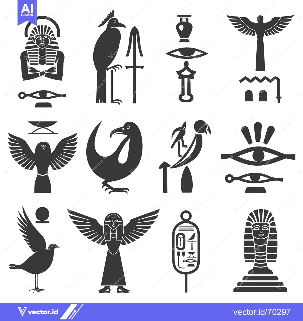 Premium Vector dari Ancient Egyptian Hieroglyphs and Symbols