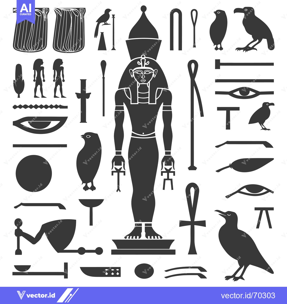 Premium Vector of Collection of Ancient Egyptian Hieroglyphics and Symbols