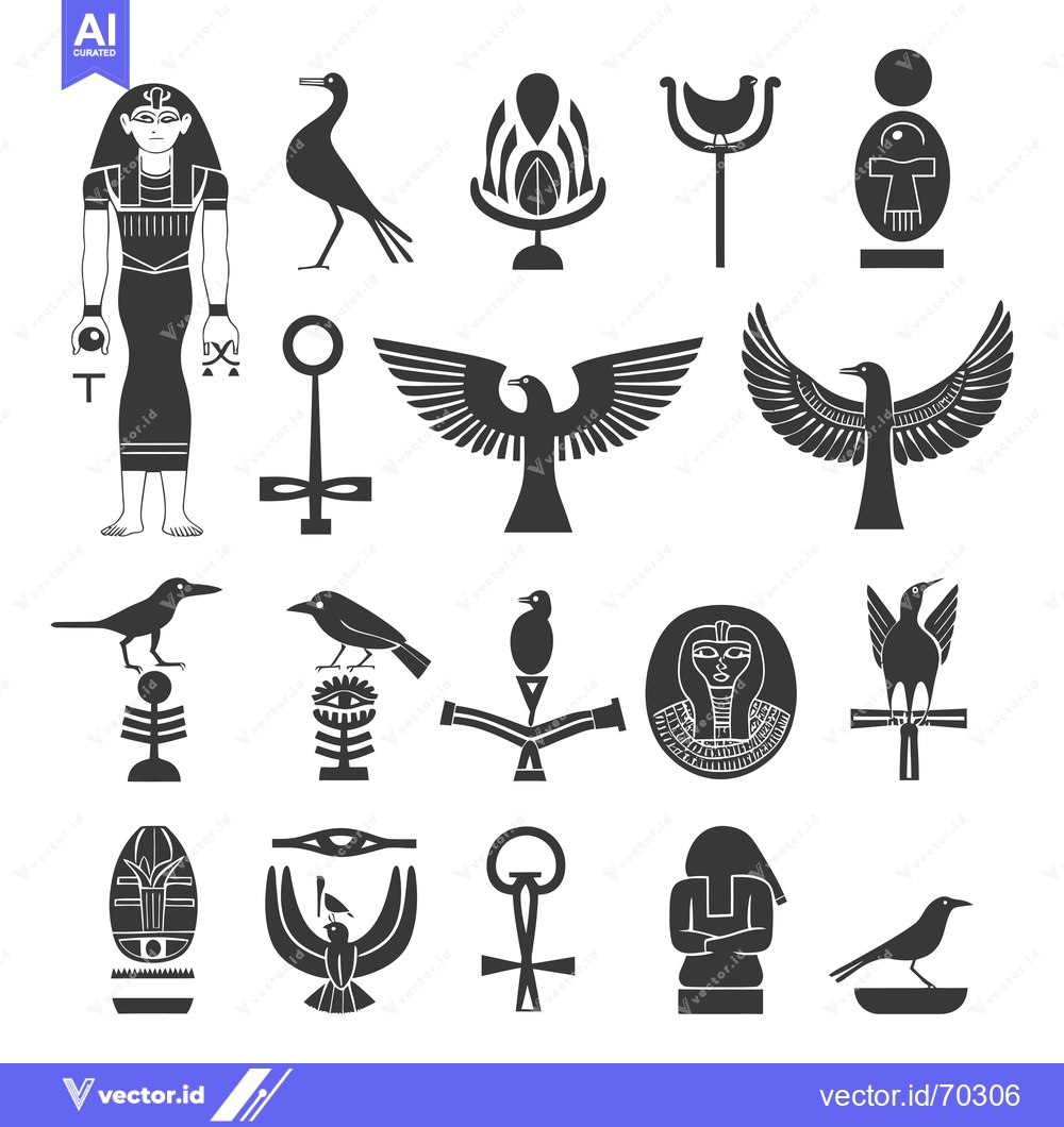 Premium Vector dari A Collection of Ancient Egyptian Symbols and Hieroglyphs