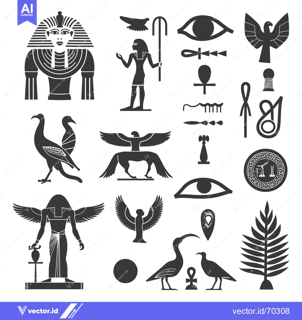 Premium Vector dari Collection of Ancient Egyptian Symbols and Figures
