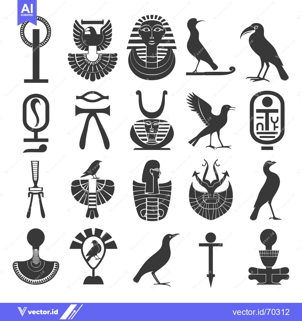 Premium Vector dari A Collection of Egyptian Hieroglyphs and Symbols
