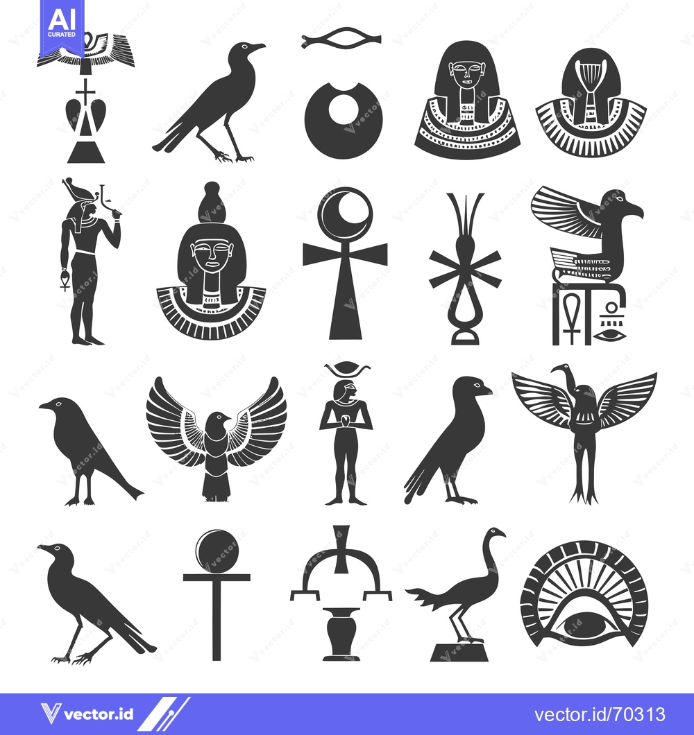 Premium Vector of Collection of Ancient Egyptian Symbols and Gods