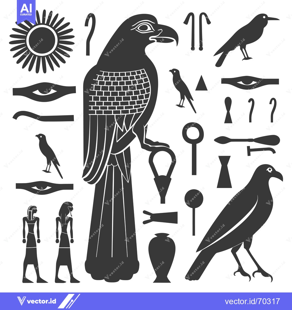 Premium Vector of Egyptian Hieroglyphic Symbols and Figures