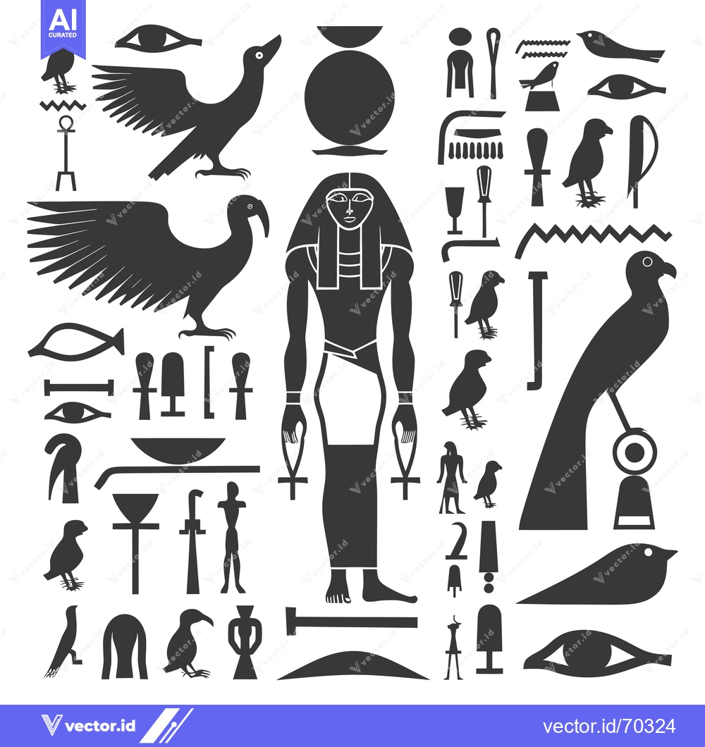 Premium Vector of Egyptian Hieroglyphic Symbols and Figures