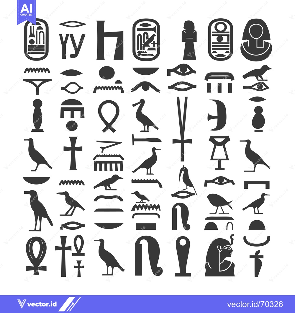 Premium Vector of Collection of Ancient Egyptian Hieroglyphs and Symbols