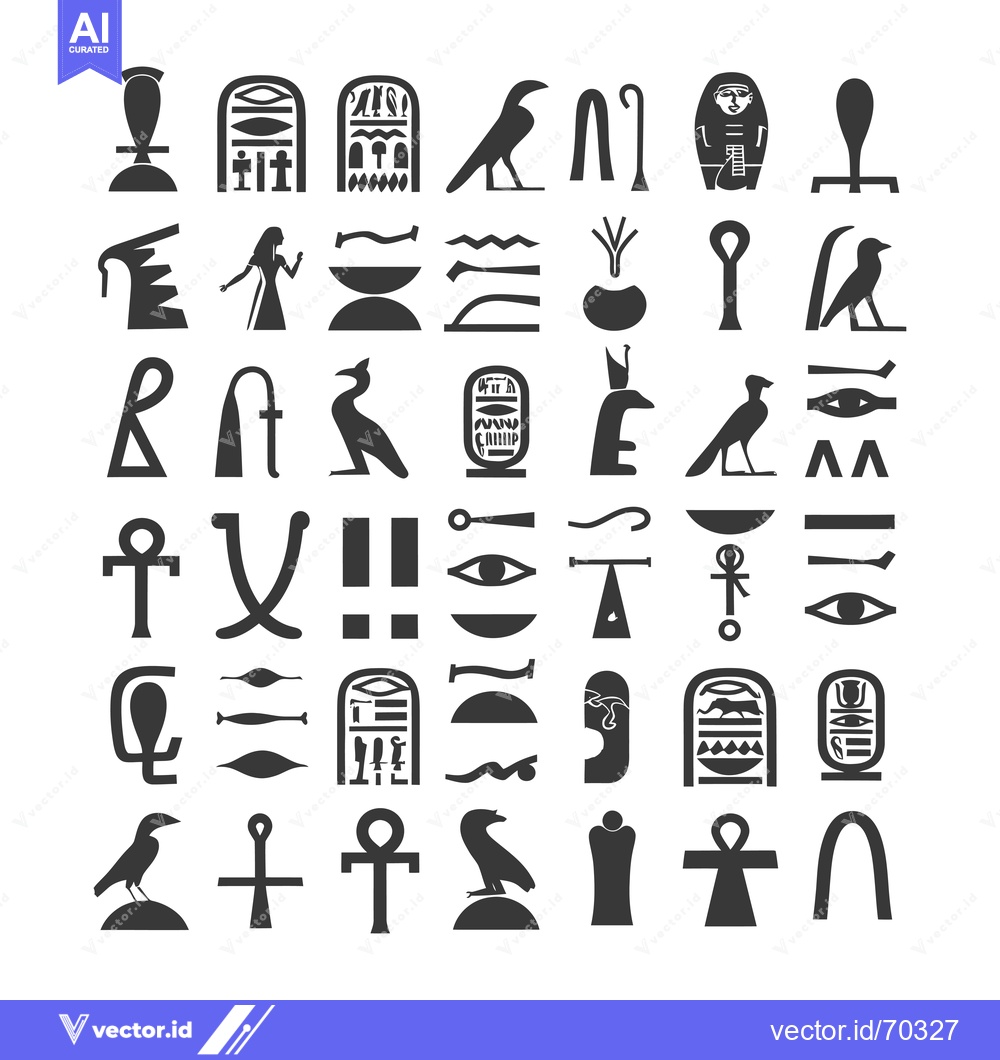 Premium Vector dari Collection of Egyptian Hieroglyphic Symbols and Images