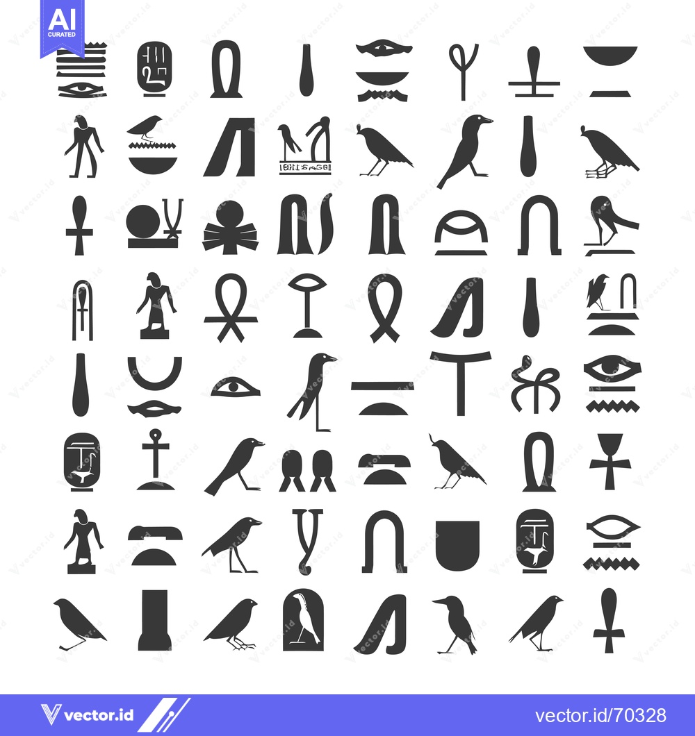 Premium Vector of Collection of Ancient Egyptian Hieroglyphics and Symbols