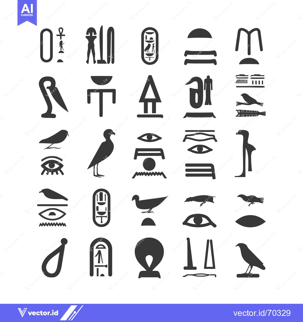 Premium Vector dari A Collection of Ancient Egyptian Hieroglyphic Symbols