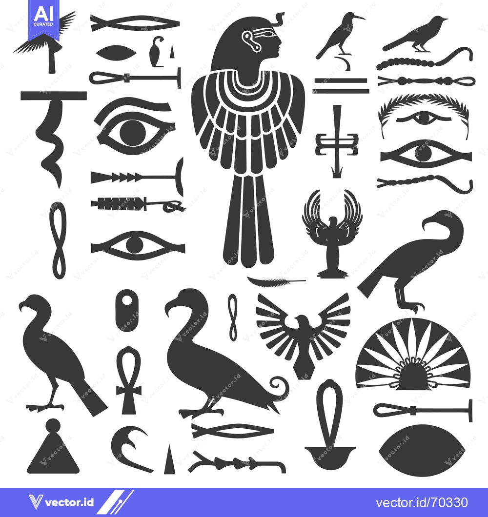 Premium Vector of A Collection of Ancient Egyptian Hieroglyphs and Symbols