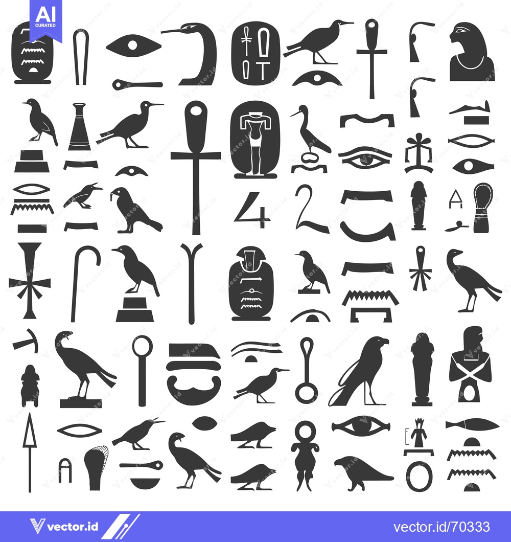 Premium Vector of Collection of Ancient Egyptian Hieroglyphs and Symbols