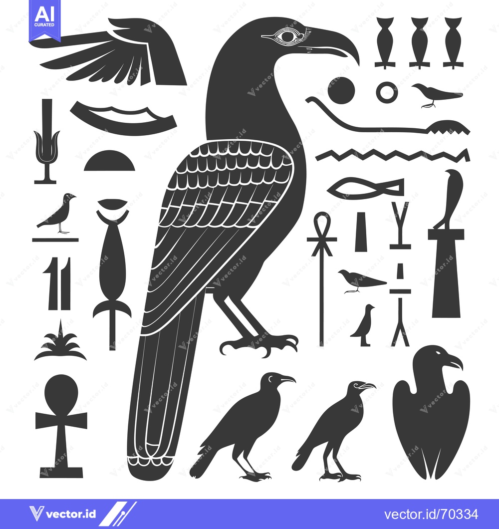 Premium Vector dari Egyptian Hieroglyphics with a Depiction of a Bird