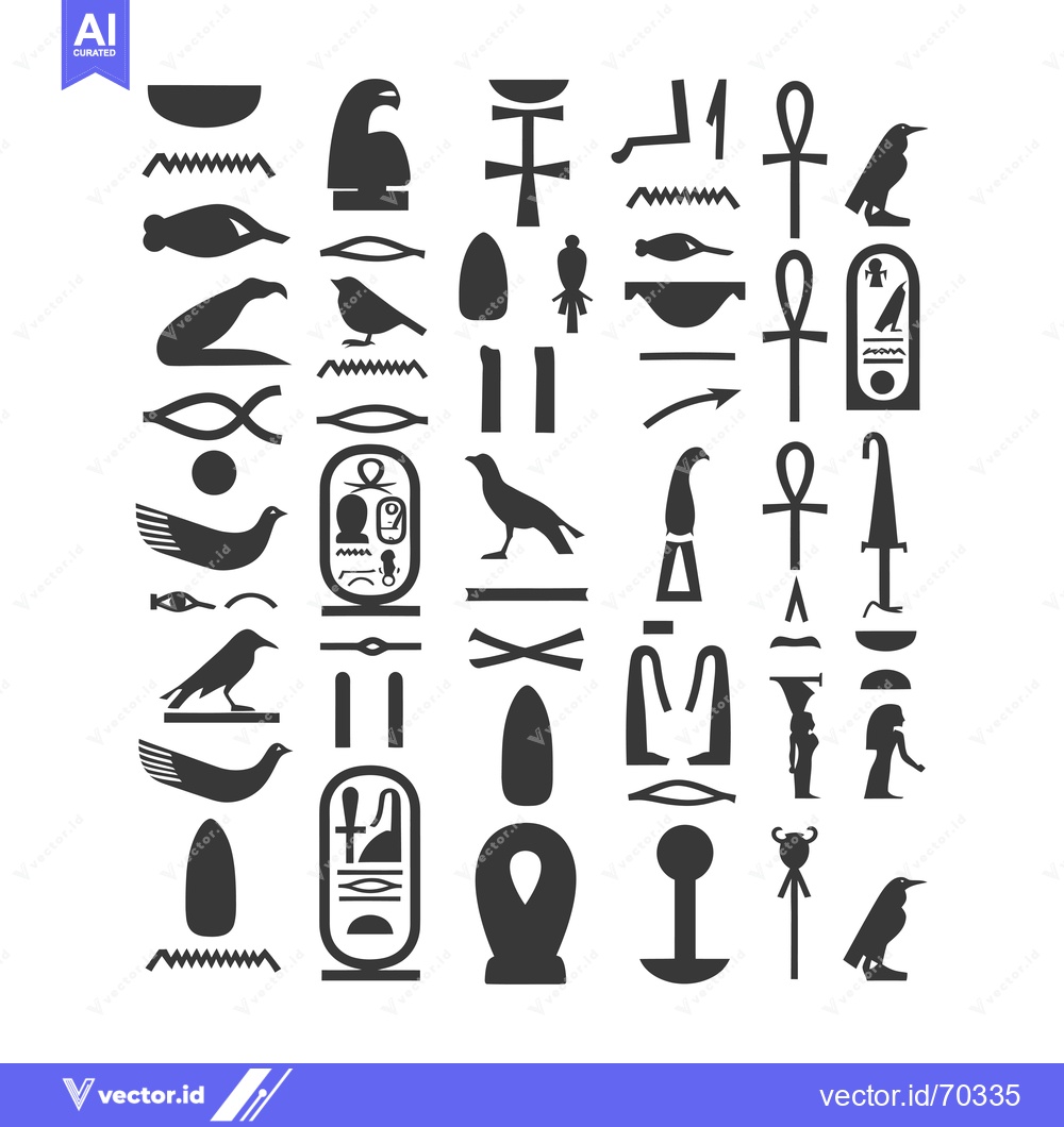Premium Vector of Collection of Ancient Egyptian Hieroglyphs and Symbols