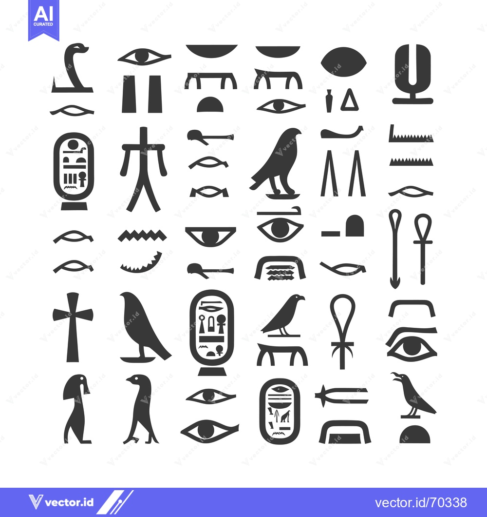 Premium Vector dari A Set of Ancient Egyptian Hieroglyphic Symbols