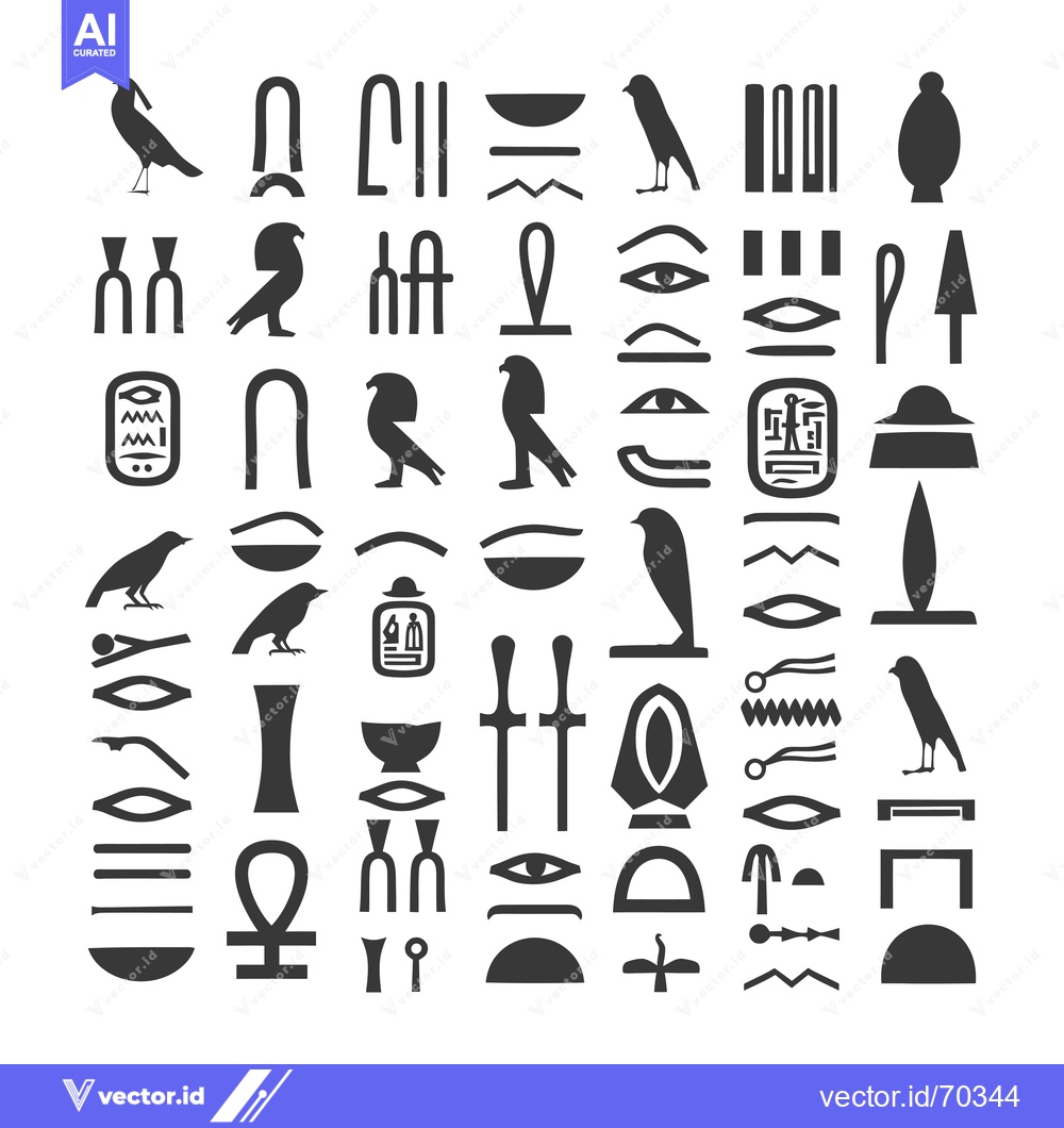 Premium Vector dari Collection of Ancient Egyptian Hieroglyphics