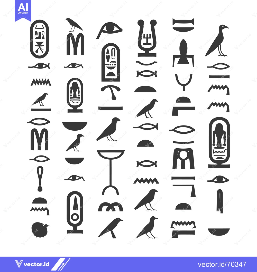 Premium Vector of Collection of Hieroglyphic Symbols and Images