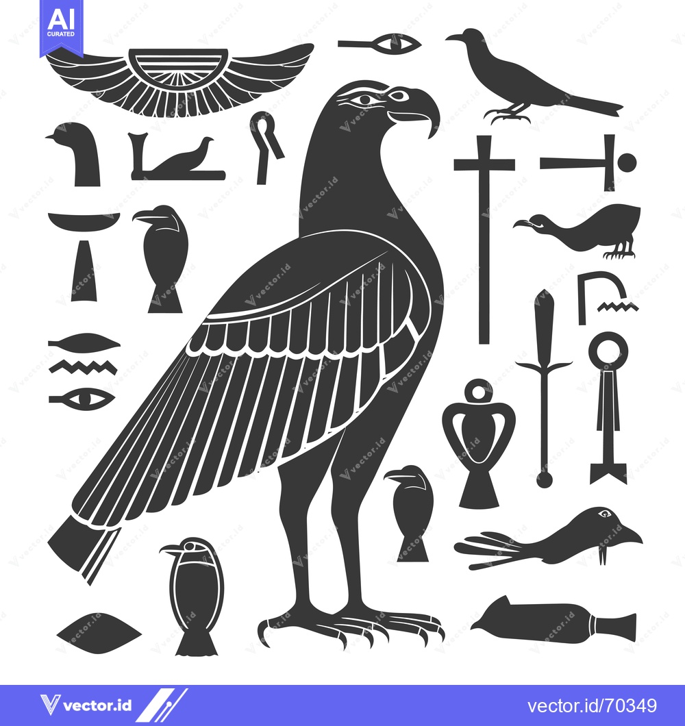 Premium Vector of Egyptian Hieroglyphics and Bird Symbols