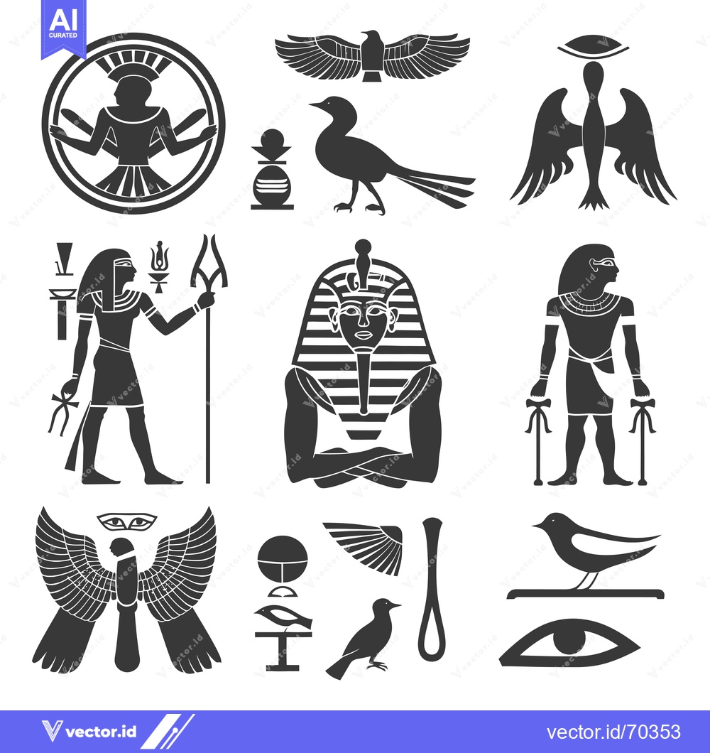 Premium Vector of A Collection of Ancient Egyptian Hieroglyphs and Symbols