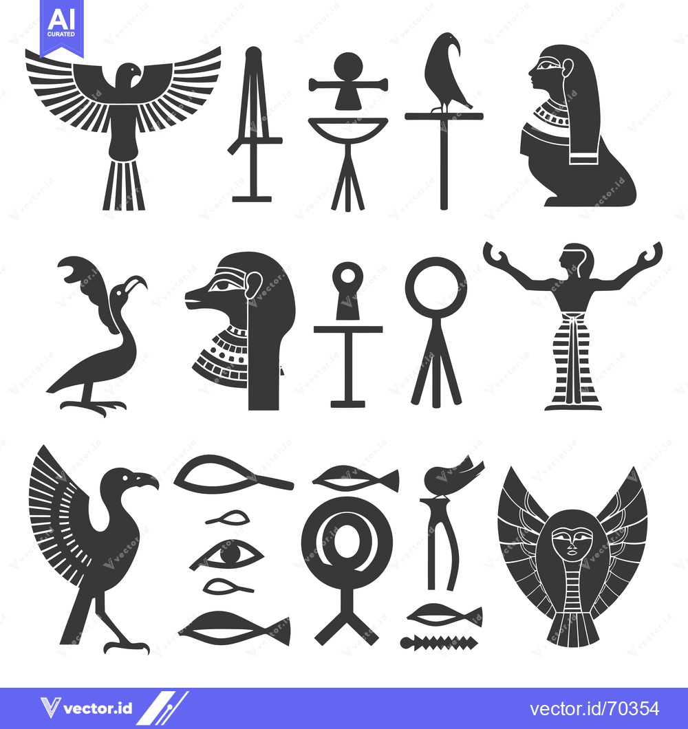 Premium Vector of Collection of Ancient Egyptian Hieroglyphics and Symbols