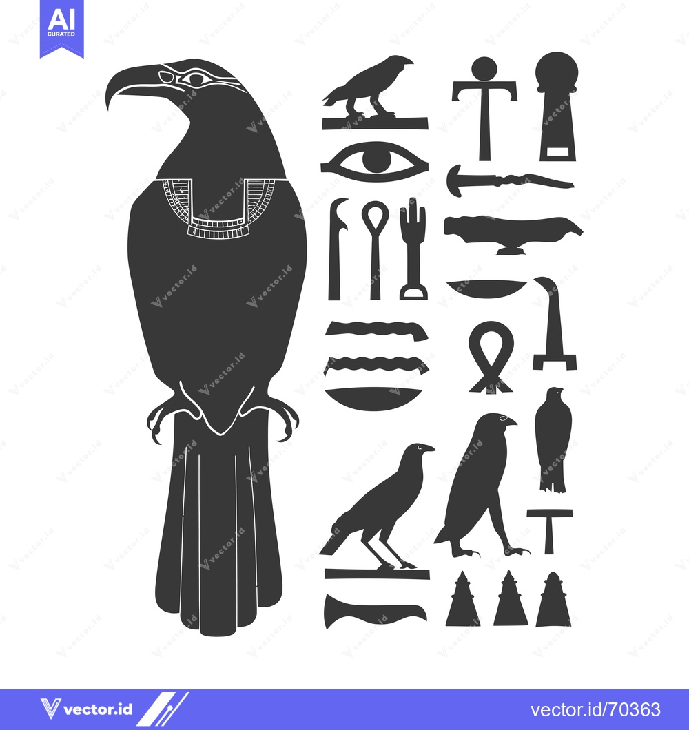 Premium Vector dari A Silhouette of an Egyptian Hieroglyph of a Bird, Surrounded by Other
