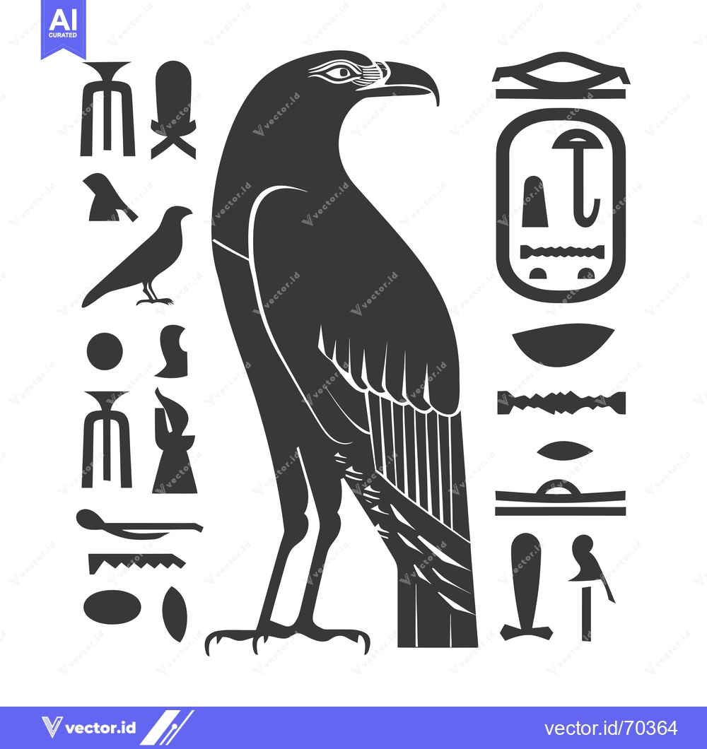 Premium Vector dari Black and White Illustration of the Egyptian God Horus as a Falcon