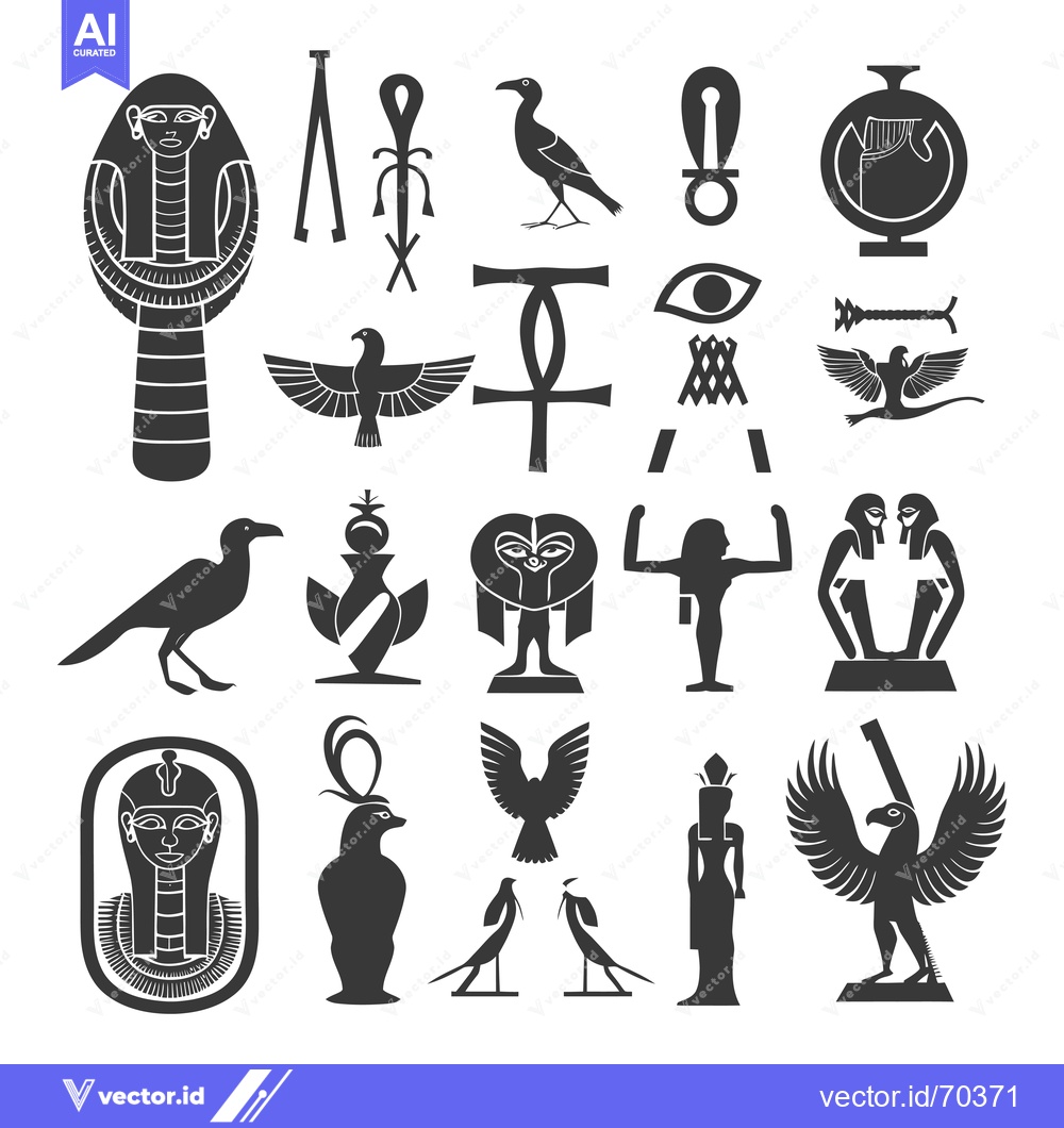 Premium Vector of Collection of Egyptian Hieroglyphs and Symbols