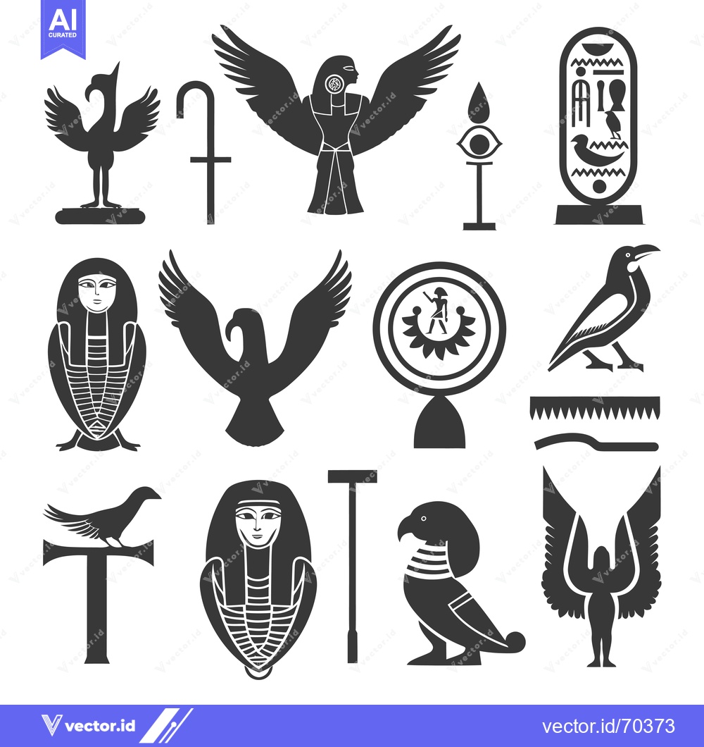 Premium Vector of Egyptian Mythology and Religious Symbols in Black and White