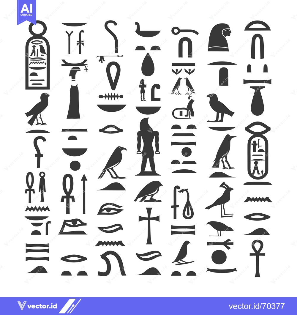 Premium Vector of A Collection of Ancient Egyptian Hieroglyphics
