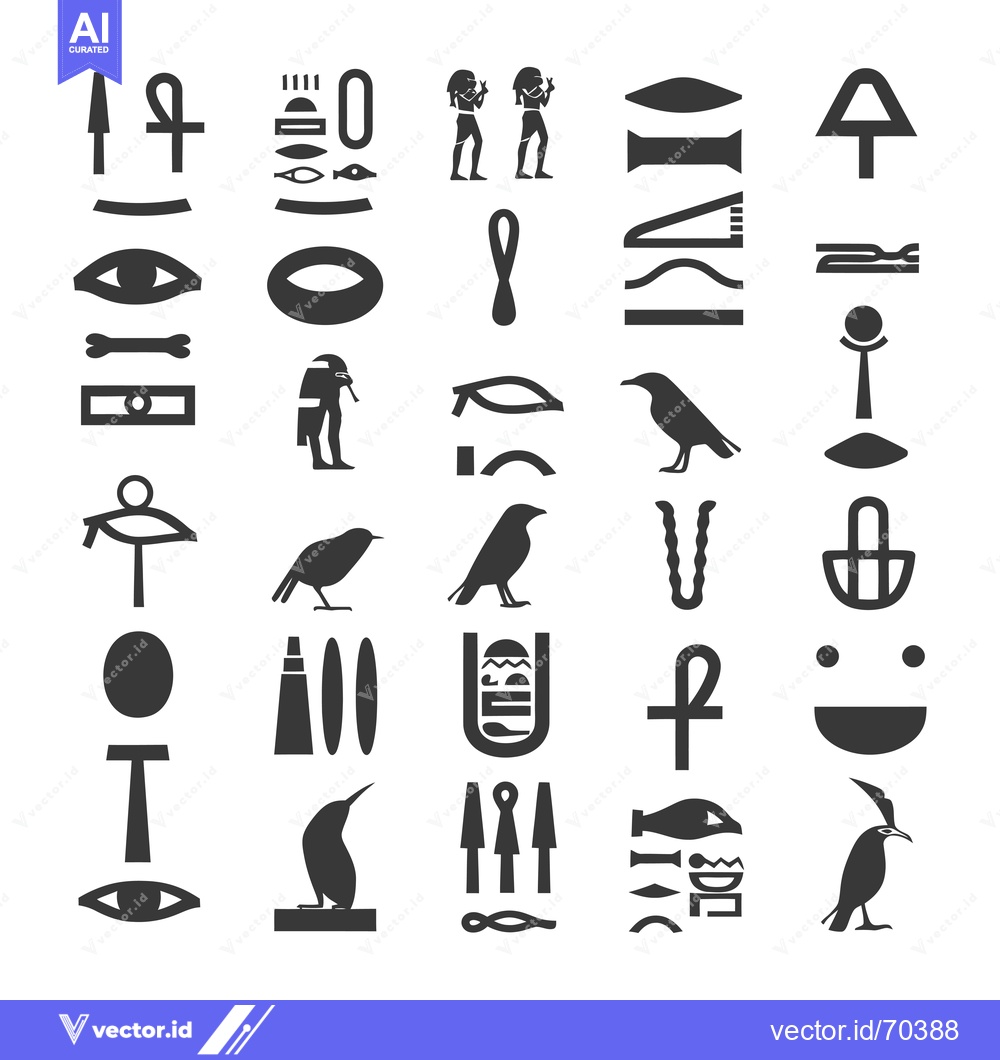 Premium Vector of A Collection of Ancient Egyptian Hieroglyphics