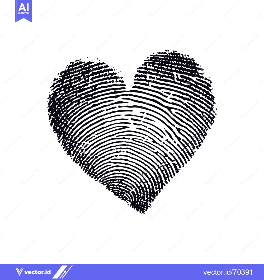 Premium Vector of Fingerprint-shaped heart, black and white design