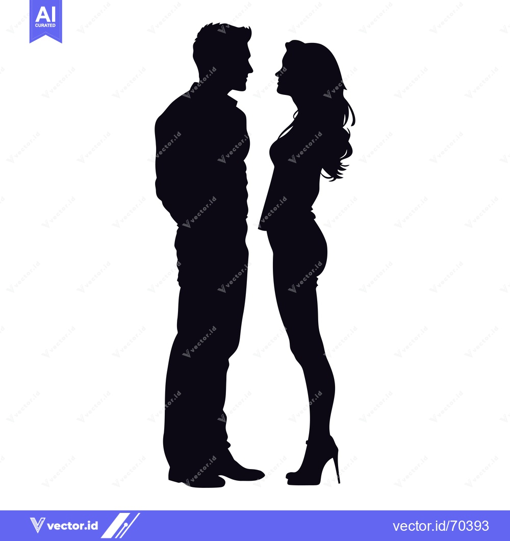Premium Vector dari Silhouette of a Man and Woman Facing Each Other