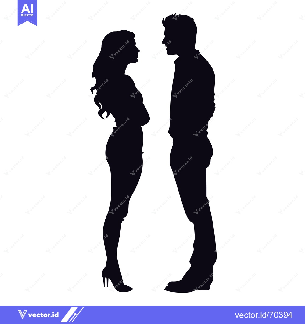 Premium Vector dari Silhouette of a man and woman facing each other