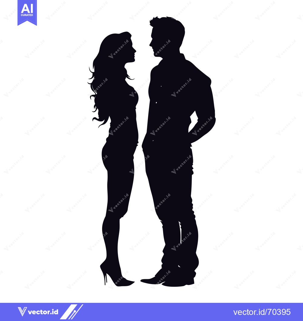 Premium Vector dari Silhouette of a man and woman facing each other