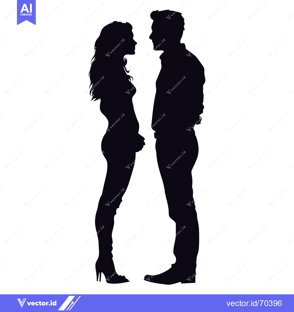 Premium Vector of Silhouette of a man and woman facing each other